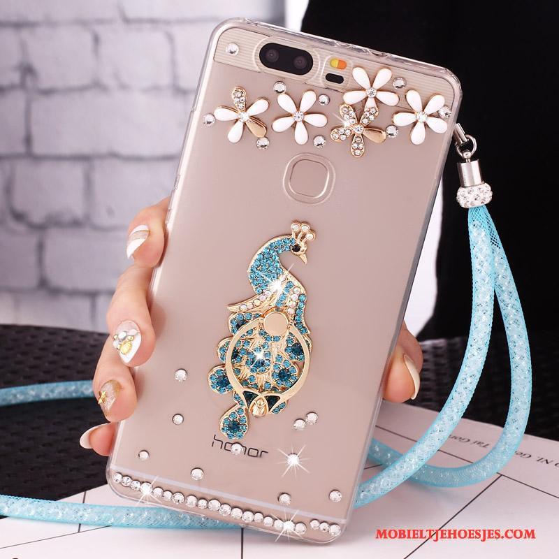 Huawei Nova Mobiele Telefoon Hanger Hoesje Telefoon Met Strass Goud Bescherming