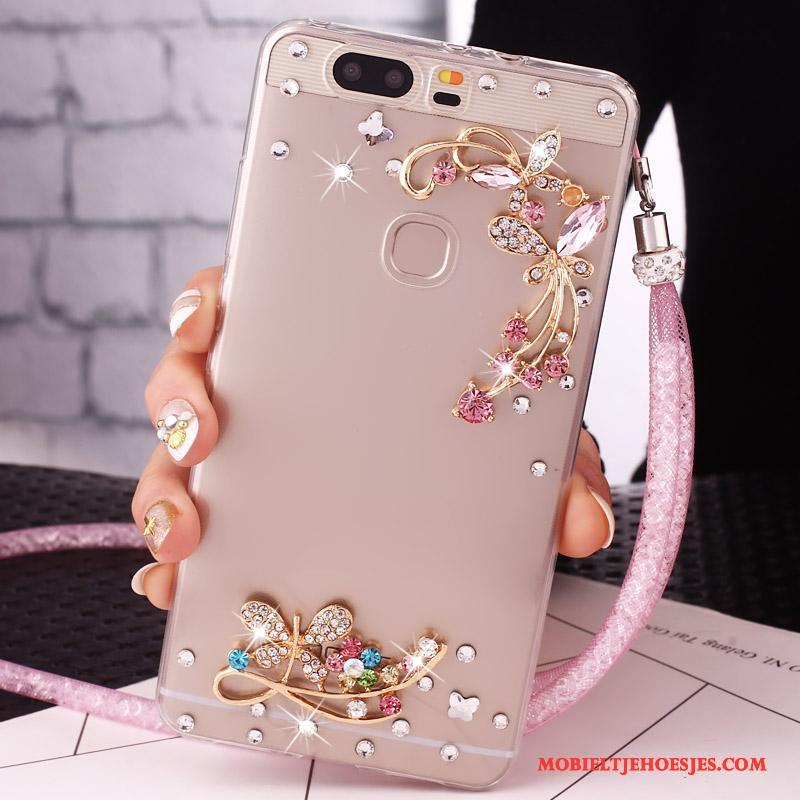 Huawei Nova Mobiele Telefoon Hanger Hoesje Telefoon Met Strass Goud Bescherming