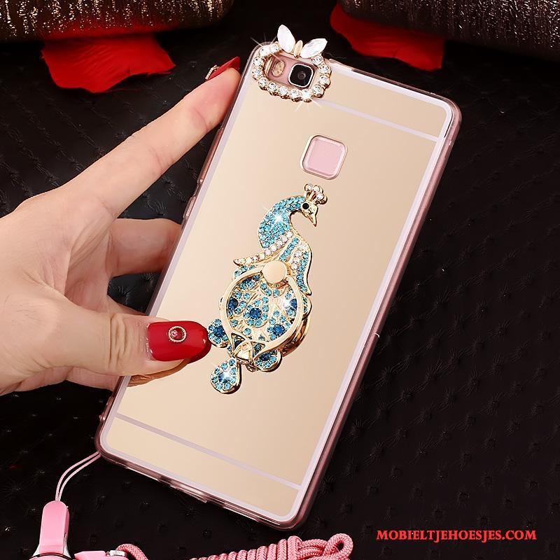 Huawei Nova Ring Siliconen Anti-fall Roze Hoesje Telefoon Hanger Ondersteuning