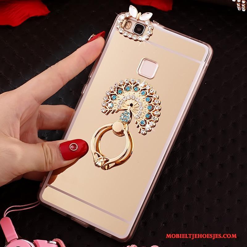 Huawei Nova Ring Siliconen Anti-fall Roze Hoesje Telefoon Hanger Ondersteuning