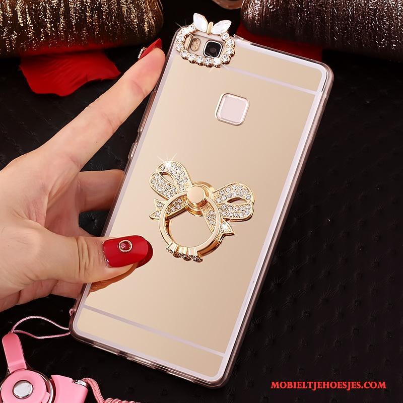 Huawei Nova Ring Siliconen Anti-fall Roze Hoesje Telefoon Hanger Ondersteuning