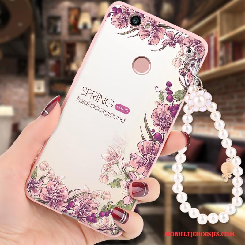 Huawei Nova Roze Bescherming Siliconen Geschilderd Hanger Hoesje Telefoon Zacht