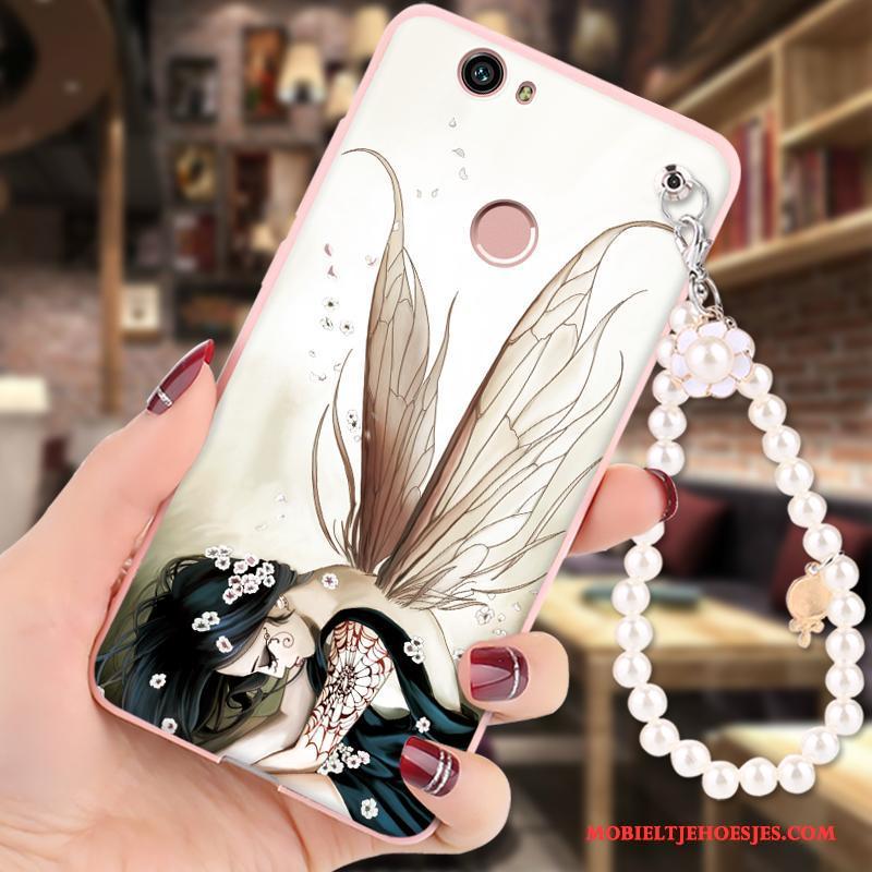 Huawei Nova Roze Bescherming Siliconen Geschilderd Hanger Hoesje Telefoon Zacht