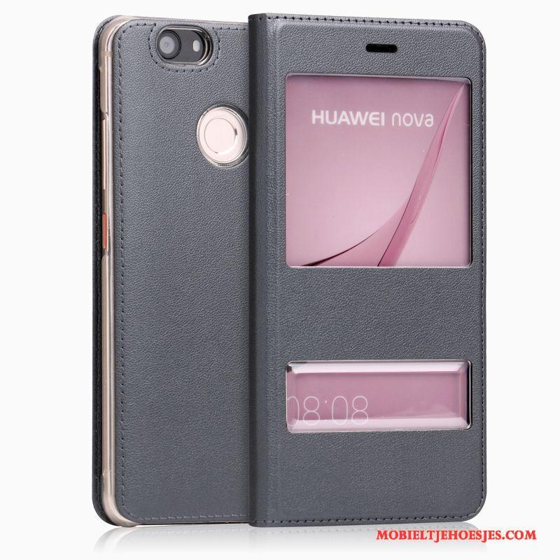 Huawei Nova Wit Folio Ster Anti-fall Hoesje Telefoon Leren Etui Bescherming