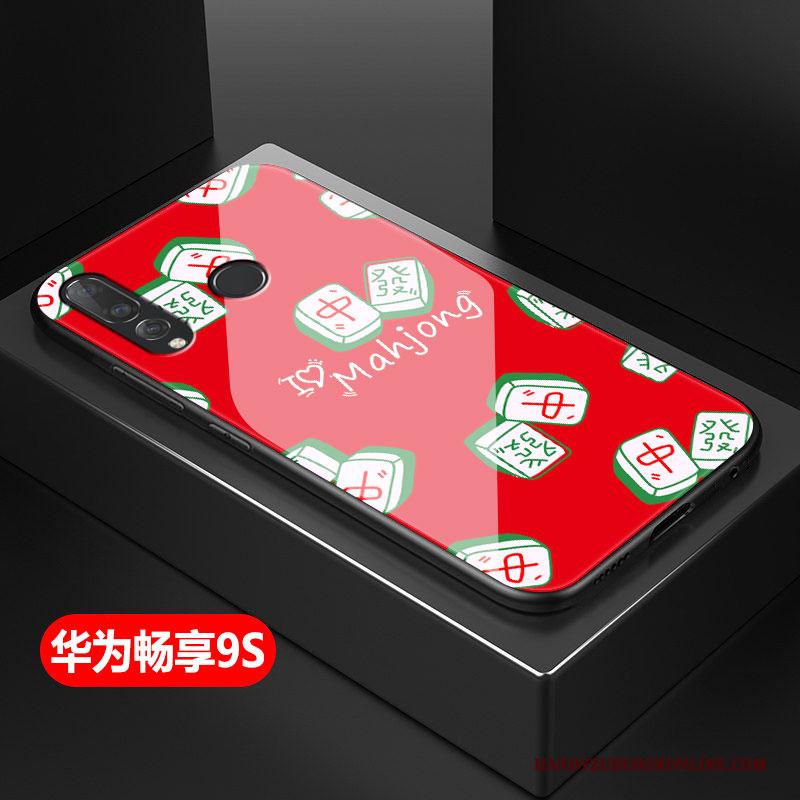 Huawei P Smart+ 2019 Hoesje Siliconen Mode Bescherming Rood All Inclusive Nieuw Glas