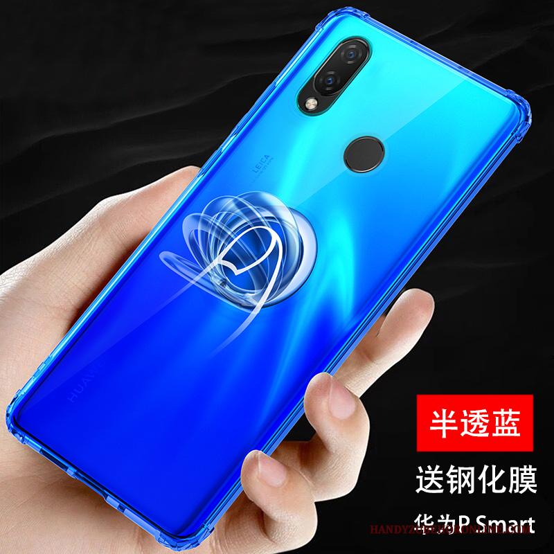 Huawei P Smart+ 2019 Hoesje Telefoon Ring Doorzichtig Anti-fall All Inclusive Blauw Bescherming