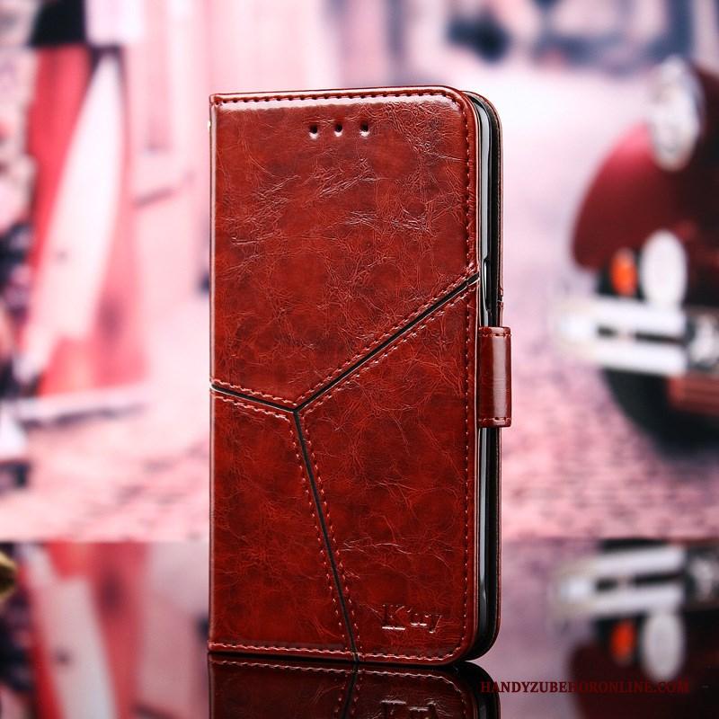 Huawei P Smart 2019 Ondersteuning Leren Etui Klittenband Rood Hoesje Telefoon Mode