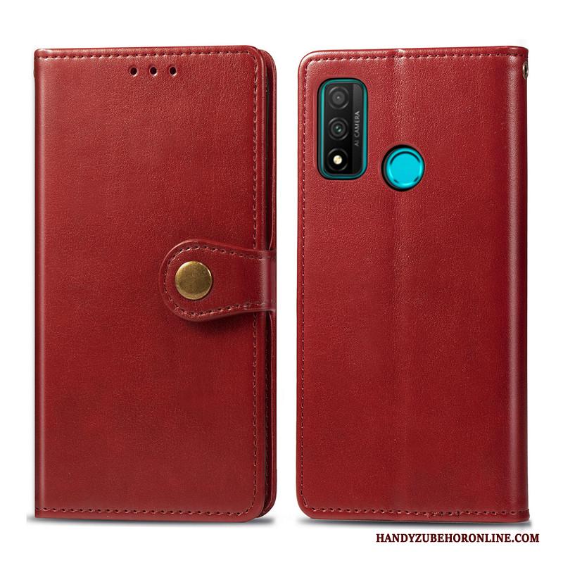 Huawei P Smart 2020 Hoesje Telefoon Folio Bescherming Leren Etui Effen Kleur Hanger Eenvoudige