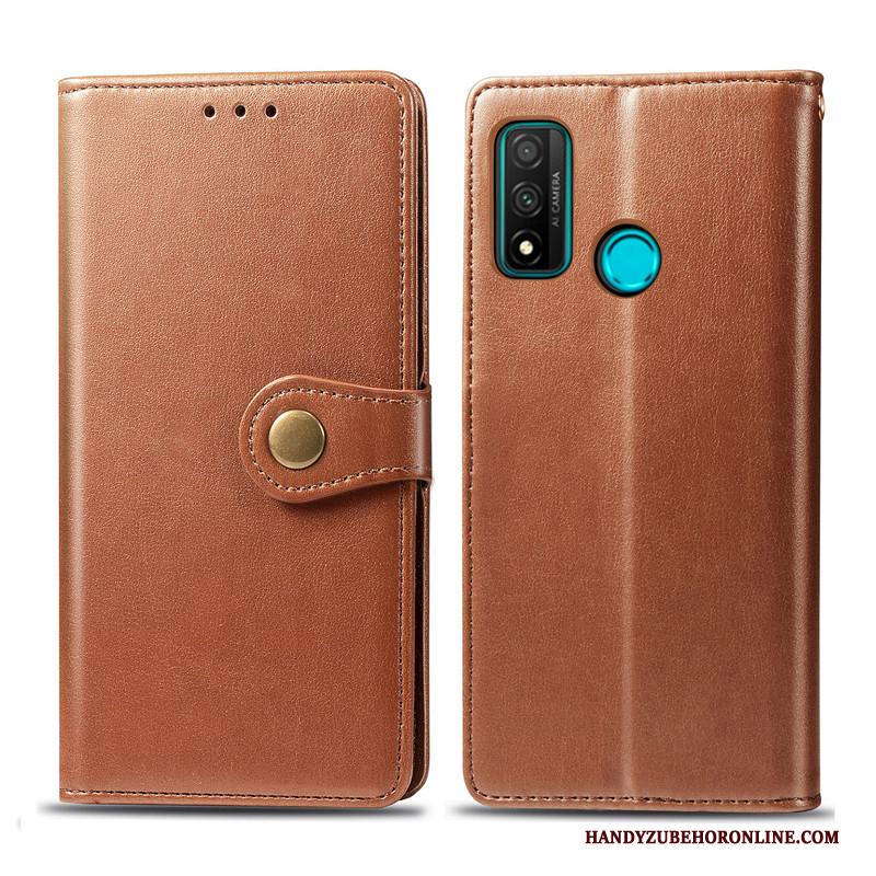 Huawei P Smart 2020 Hoesje Telefoon Folio Bescherming Leren Etui Effen Kleur Hanger Eenvoudige