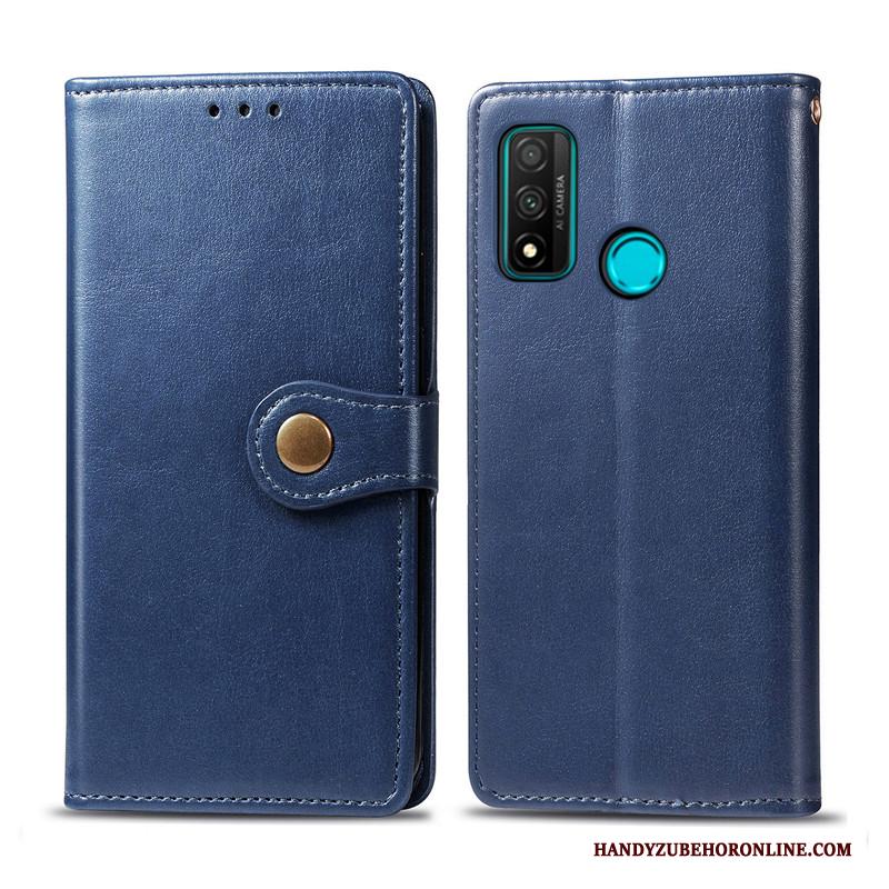 Huawei P Smart 2020 Hoesje Telefoon Folio Bescherming Leren Etui Effen Kleur Hanger Eenvoudige