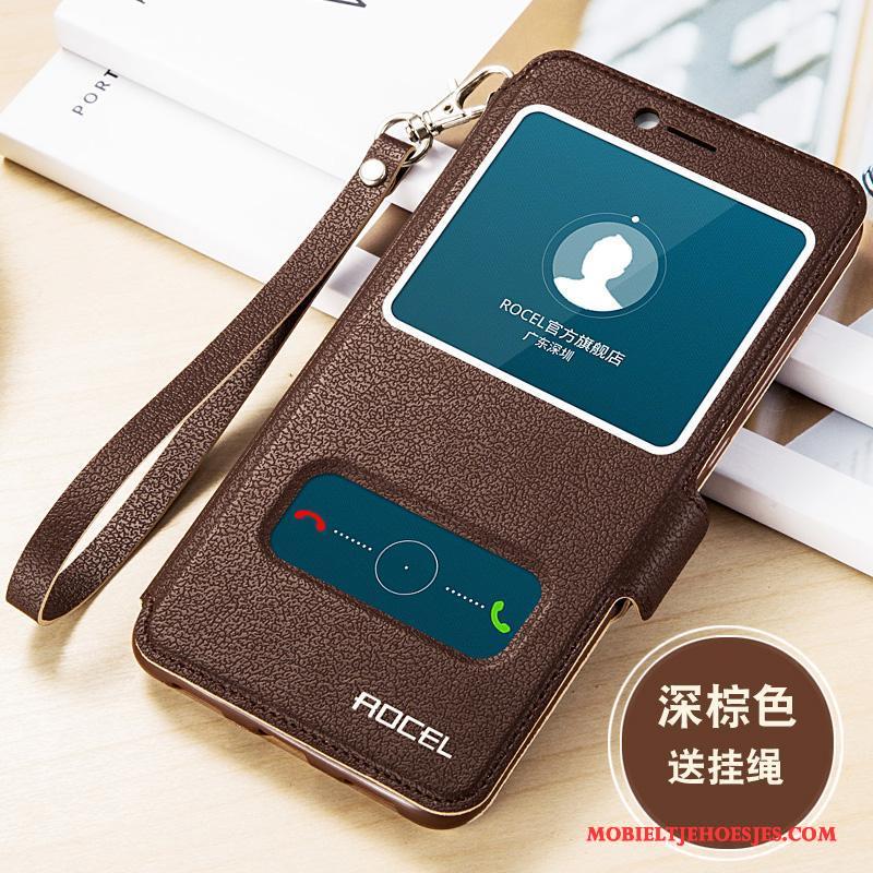 Huawei P Smart All Inclusive Clamshell Leren Etui Rood Hoesje Telefoon Siliconen Bescherming