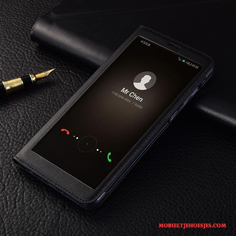 Huawei P Smart Anti-fall Bescherming Hoesje Telefoon Echt Leer Folio Rose Goud Leren Etui