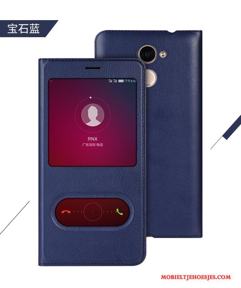 Huawei P Smart Folio Hoes Hoesje Telefoon Leren Etui Zwart Bescherming