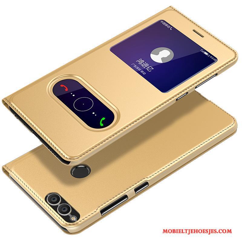 Huawei P Smart Hoes Rood Anti-fall Bescherming Leren Etui Hoesje Telefoon Folio