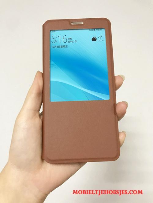 Huawei P Smart Hoesje Bescherming Mobiele Telefoon Hoes Leren Etui Goud Anti-fall Clamshell