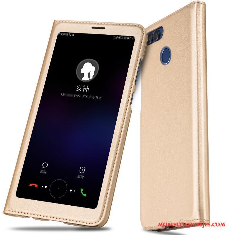 Huawei P Smart Hoesje Leren Etui Hoes Rood Mobiele Telefoon Bescherming Anti-fall Clamshell