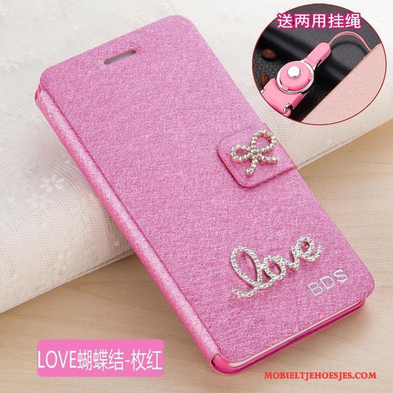 Huawei P Smart Leren Etui Roze Anti-fall Hoesje Folio Bescherming Telefoon
