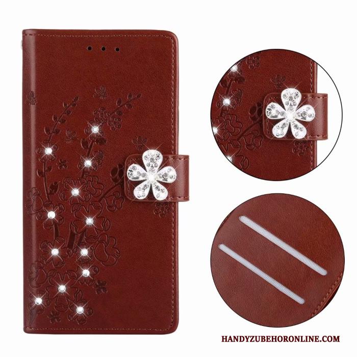 Huawei P Smart+ Met Strass Hoesje Telefoon Leren Etui Trendy Merk Zacht Hanger Folio