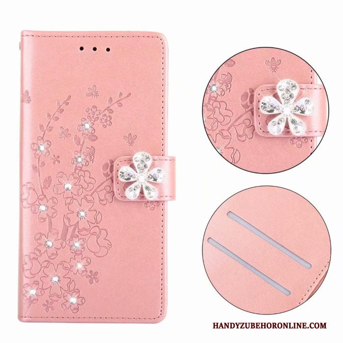 Huawei P Smart+ Met Strass Hoesje Telefoon Leren Etui Trendy Merk Zacht Hanger Folio