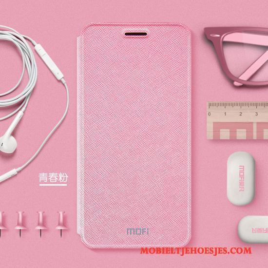 Huawei P Smart Purper All Inclusive Folio Hoesje Telefoon Bescherming Leren Etui Zacht