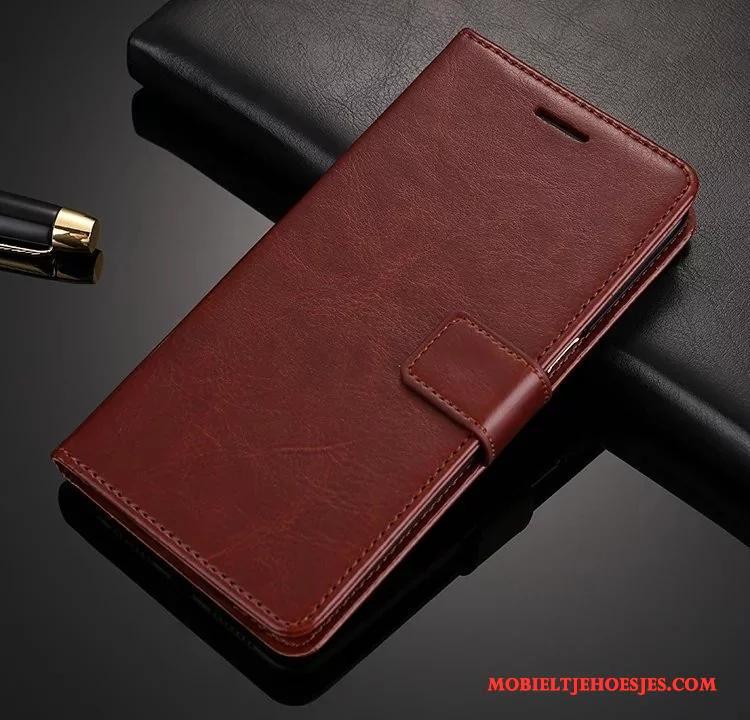 Huawei P Smart Zacht Leren Etui Anti-fall Hoesje Rood Folio Telefoon