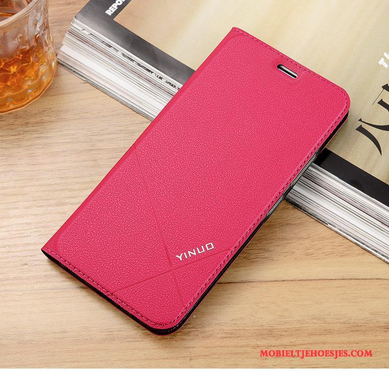 Huawei P Smart Zacht Roze Leren Etui Siliconen Folio All Inclusive Hoesje Telefoon