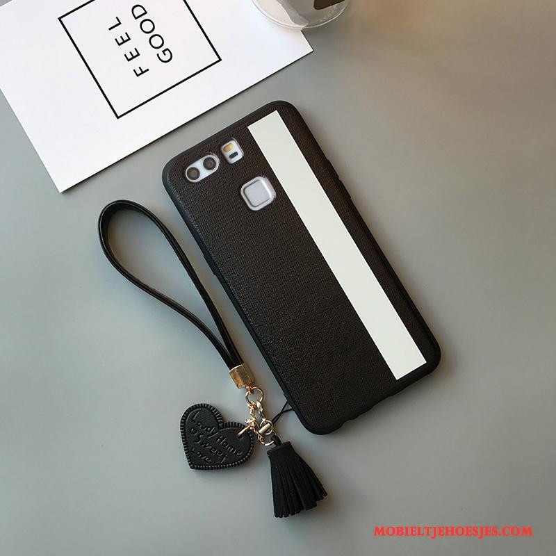 Huawei P10 Bescherming Lovers Eenvoudige Siliconen Hoes Zwart Hoesje Telefoon