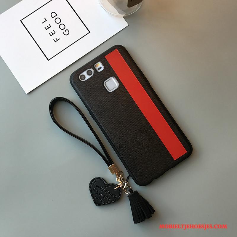 Huawei P10 Bescherming Lovers Eenvoudige Siliconen Hoes Zwart Hoesje Telefoon