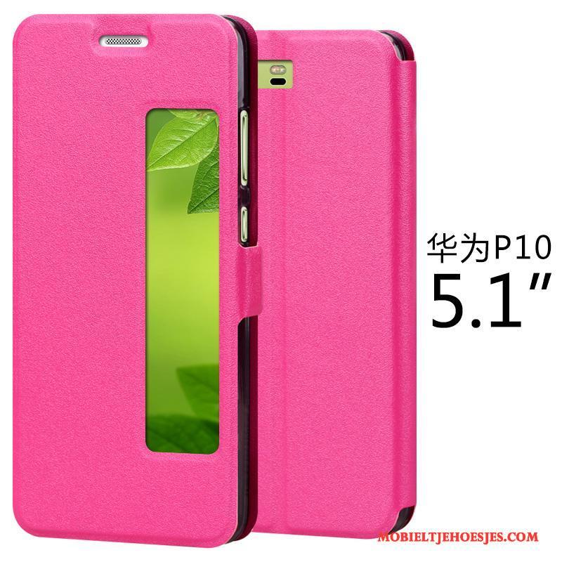 Huawei P10 Clamshell Mobiele Telefoon Leren Etui Hoes Hoesje Telefoon Bescherming Roze