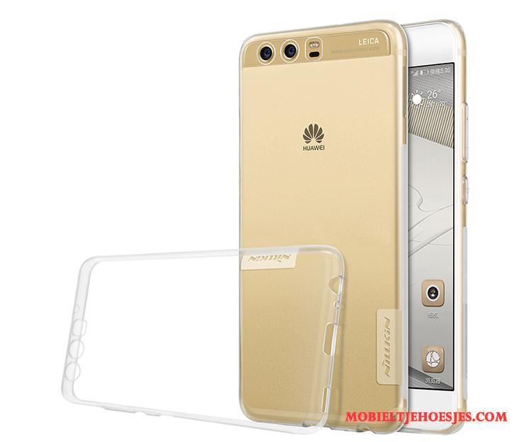 Huawei P10 Doorzichtig Hoesje Telefoon Siliconen Zacht Goud Bescherming Grijs