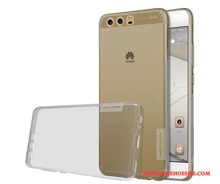 Huawei P10 Doorzichtig Hoesje Telefoon Siliconen Zacht Goud Bescherming Grijs