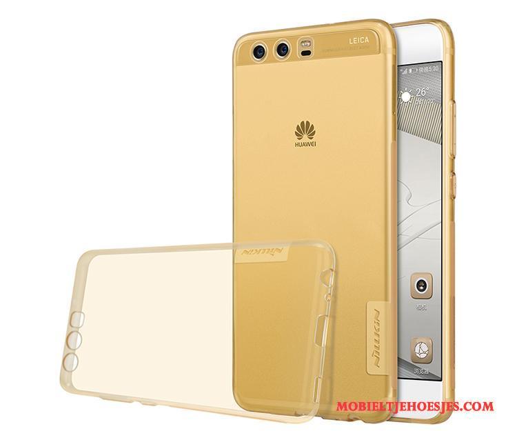Huawei P10 Doorzichtig Hoesje Telefoon Siliconen Zacht Goud Bescherming Grijs