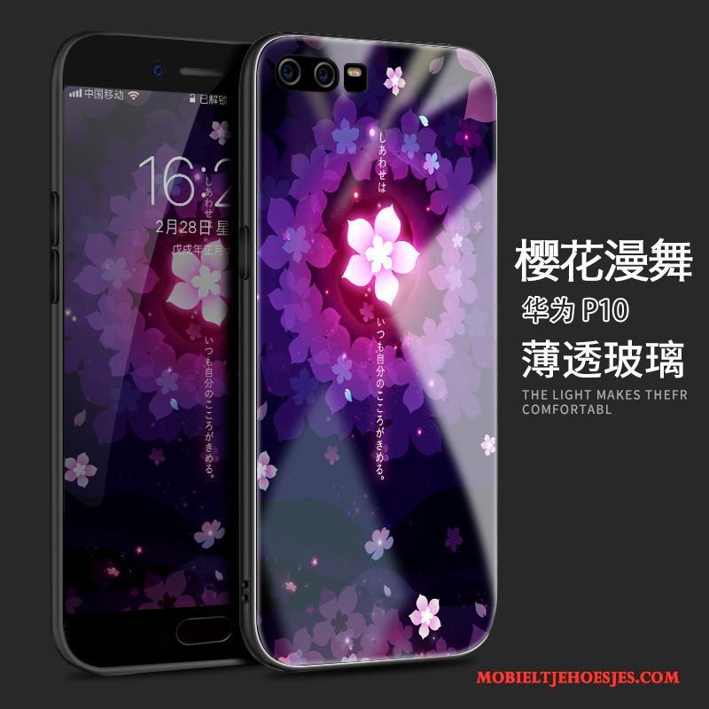 Huawei P10 Hoes Bescherming Trendy Merk Hoesje Telefoon Siliconen Purper Anti-fall