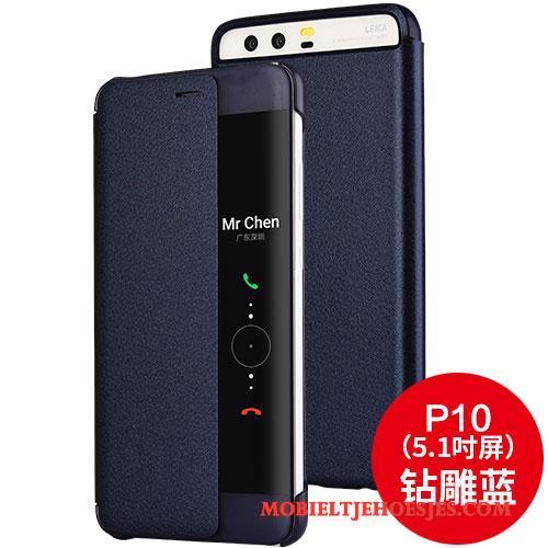 Huawei P10 Hoes Roze Hoesje Telefoon Clamshell Leren Etui Mobiele Telefoon Bescherming