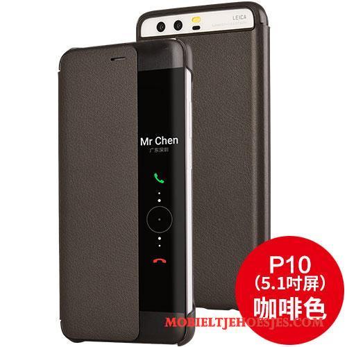 Huawei P10 Hoes Roze Hoesje Telefoon Clamshell Leren Etui Mobiele Telefoon Bescherming