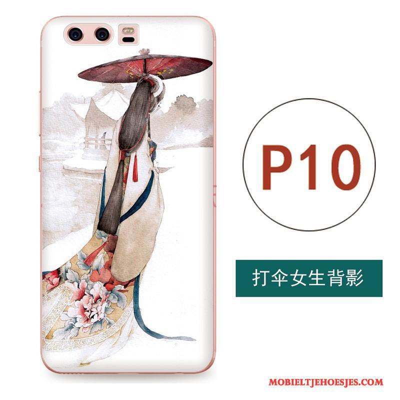 Huawei P10 Hoesje Reliëf Wind Kunst Roze Siliconen Anti-fall Zacht