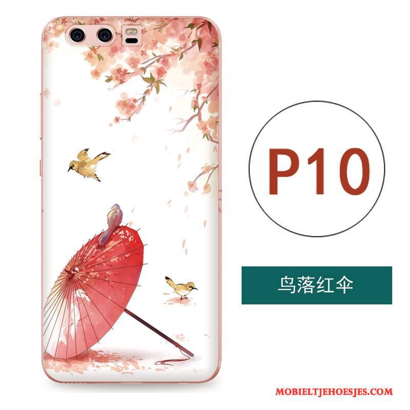 Huawei P10 Hoesje Reliëf Wind Kunst Roze Siliconen Anti-fall Zacht