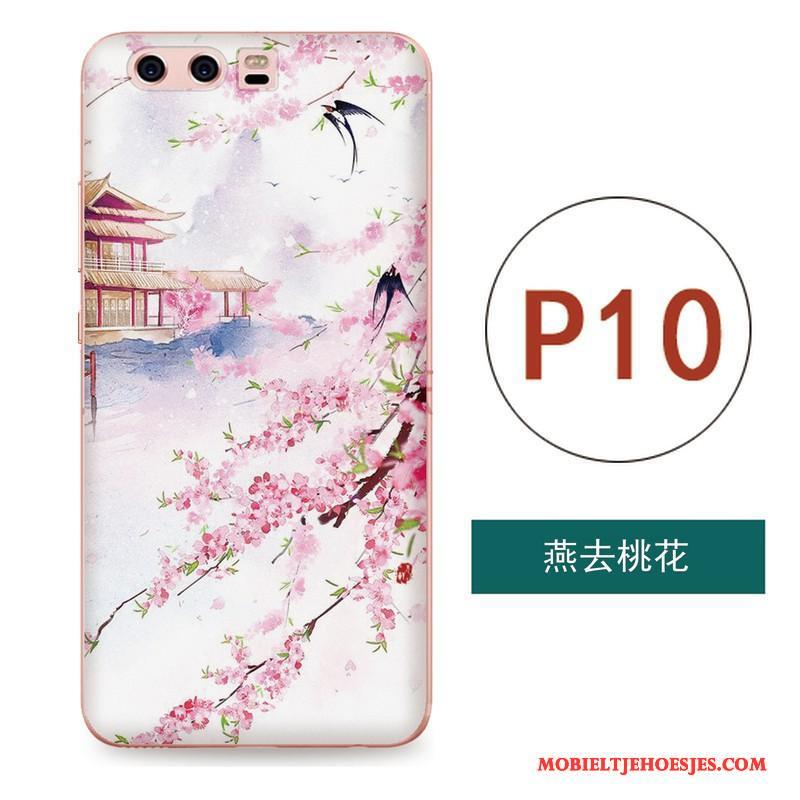 Huawei P10 Hoesje Reliëf Wind Kunst Roze Siliconen Anti-fall Zacht