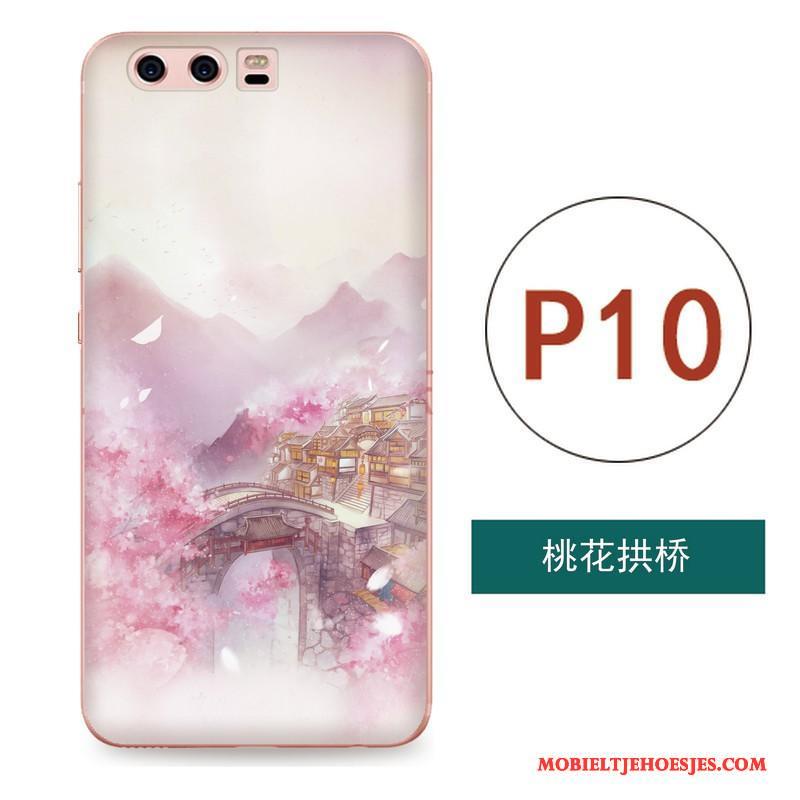 Huawei P10 Hoesje Reliëf Wind Kunst Roze Siliconen Anti-fall Zacht