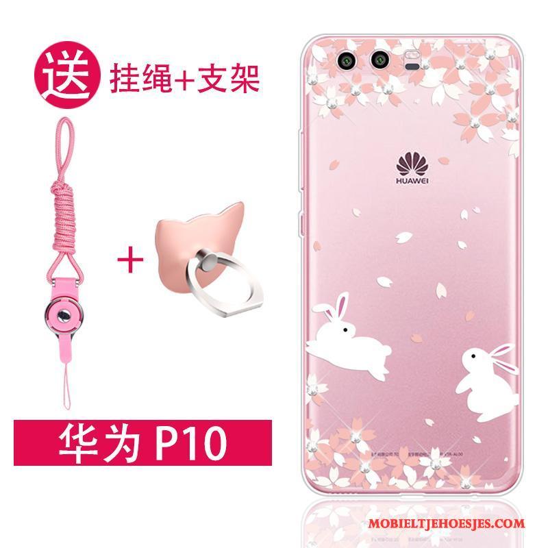 Huawei P10 Hoesje Siliconen Zacht All Inclusive Anti-fall Roze Trend Doorzichtig