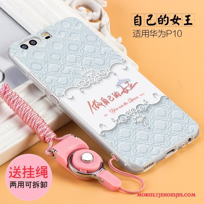 Huawei P10 Hoesje Wit Siliconen Zacht Persoonlijk Reliëf Hoes Scheppend