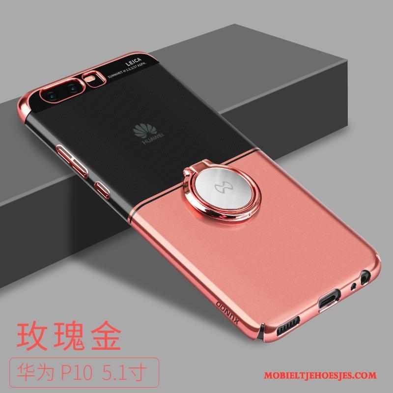 Huawei P10 Klittenband Hoesje Telefoon Zwart Ring All Inclusive Hard Bescherming