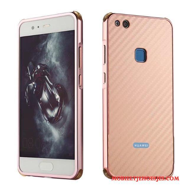 Huawei P10 Lite All Inclusive Fiber Hoesje Plating Rose Goud Patroon Bescherming