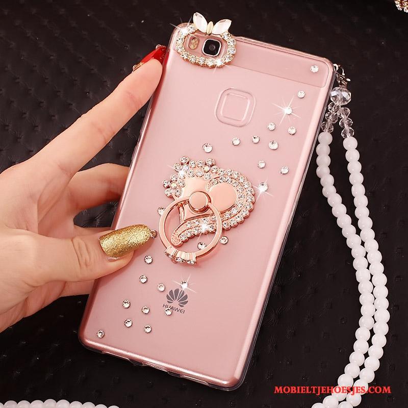 Huawei P10 Lite Bescherming Ring Roze Hoes Jeugd Hoesje Telefoon Siliconen