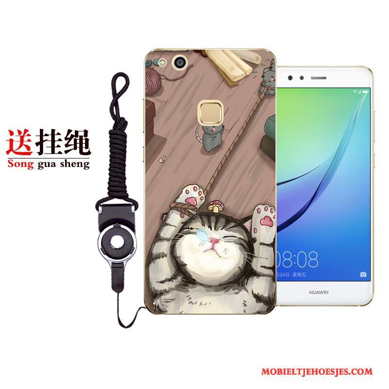 Huawei P10 Lite Blauw Anti-fall Bescherming Siliconen Hoes Hoesje Telefoon Spotprent