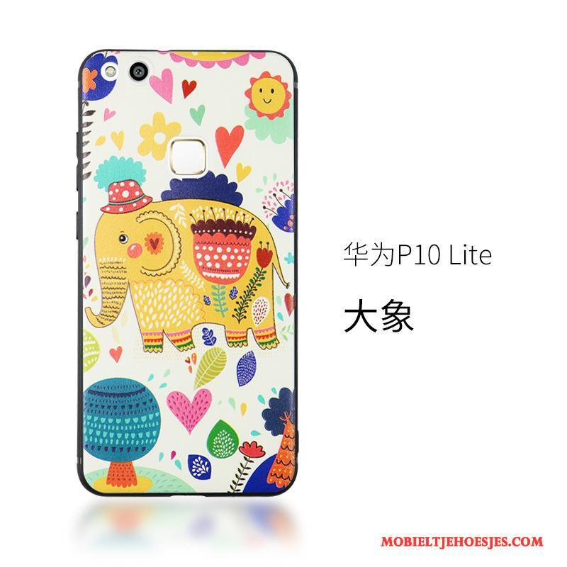 Huawei P10 Lite Hanger Siliconen Bescherming Reliëf Kleur Scheppend Hoesje Telefoon