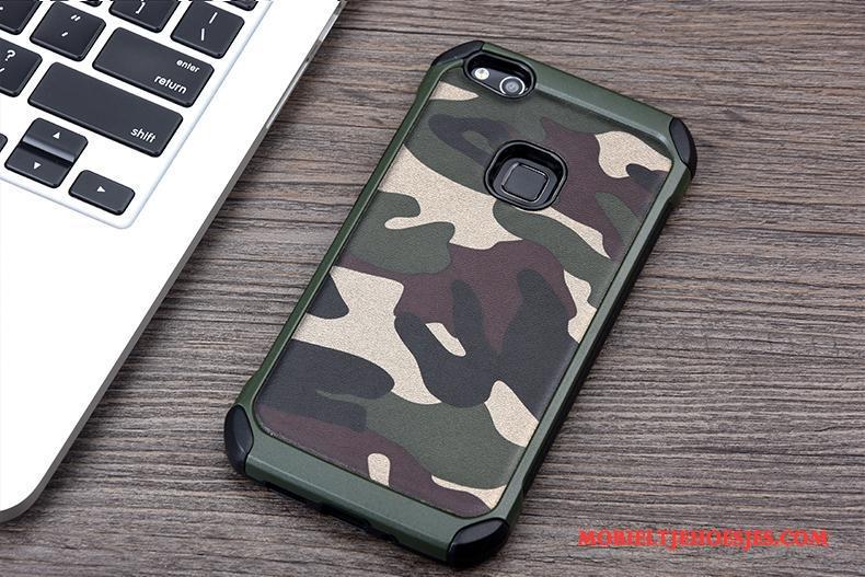 Huawei P10 Lite Ring Hoes Camouflage Hoesje Blauw Anti-fall Telefoon