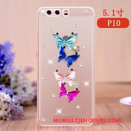 Huawei P10 Mobiele Telefoon Hanger Scheppend Hoes Anti-fall Roze Hoesje Telefoon