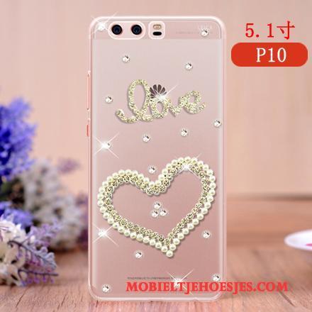 Huawei P10 Mobiele Telefoon Hanger Scheppend Hoes Anti-fall Roze Hoesje Telefoon