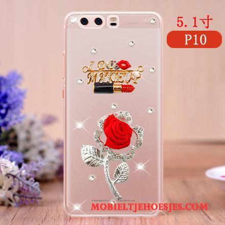 Huawei P10 Mobiele Telefoon Hanger Scheppend Hoes Anti-fall Roze Hoesje Telefoon